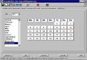 Arbeitskalender aus der Kapazit�tsplanung